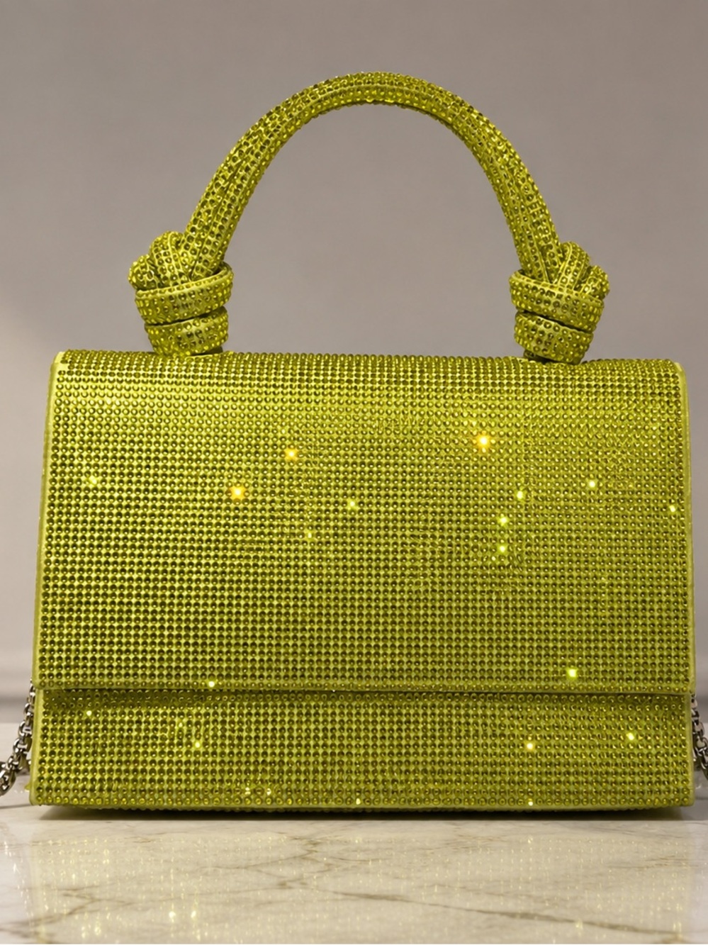 Beautiful Chartreuse  crystal evening bag
